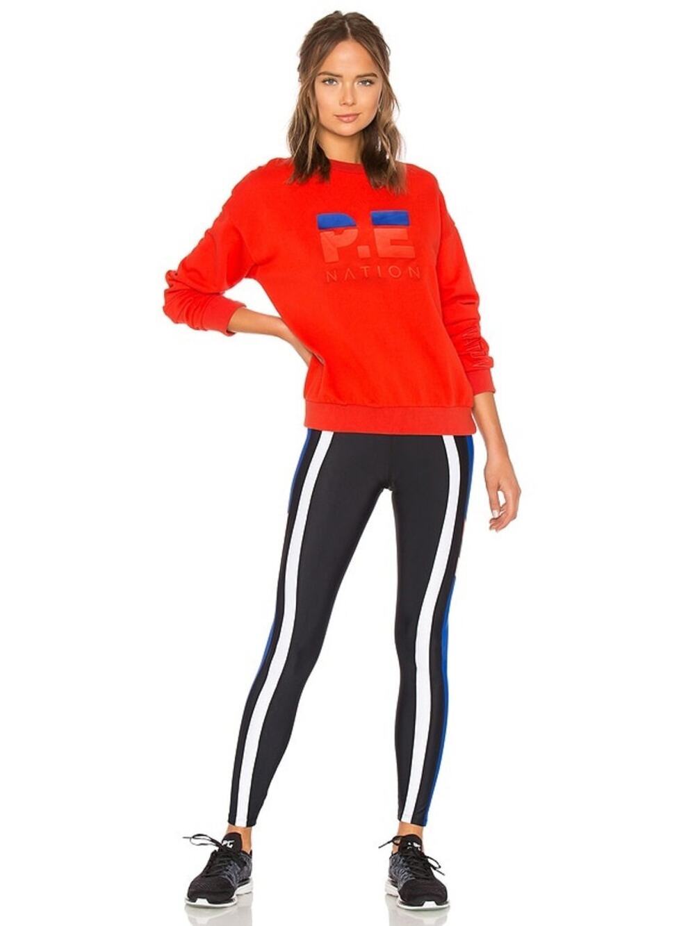 P.E Nation Red Logo Sweatshirt XS Long Sleeve Athletic Pullover Cotton Crewneck